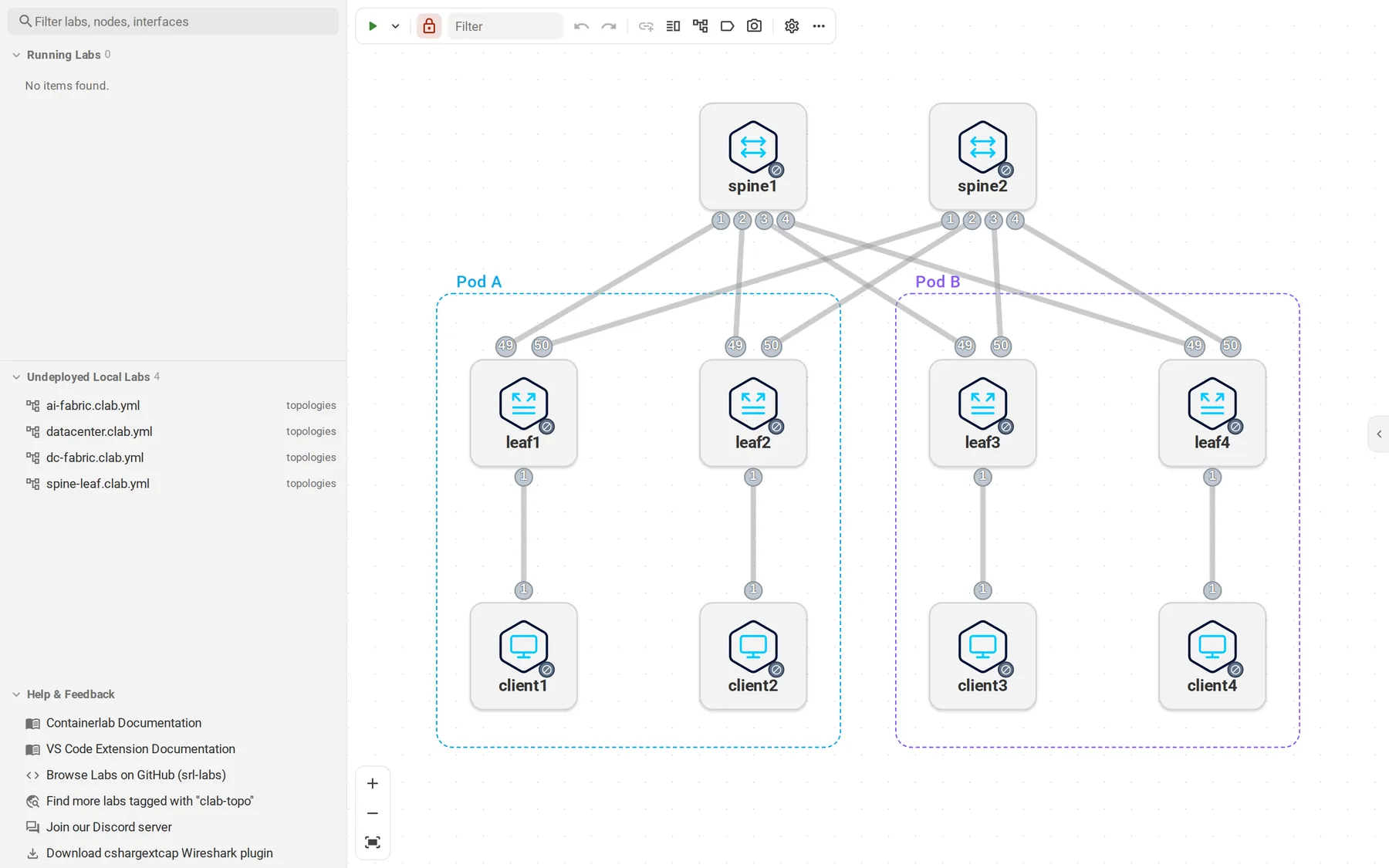 The topology editor in VS Code